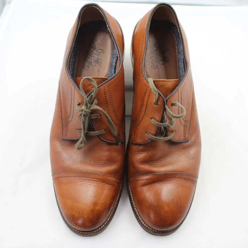 Johnston & Murphy J&M 1850 Men 13 M Cap Toe Derby Oxford Leather Shoes Brown Tan